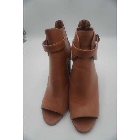 Vince Camuto Venica Cutout Tan Leather Peep Toe Block Heel Ankle Boots Size 11 M - Picture 2 of 9